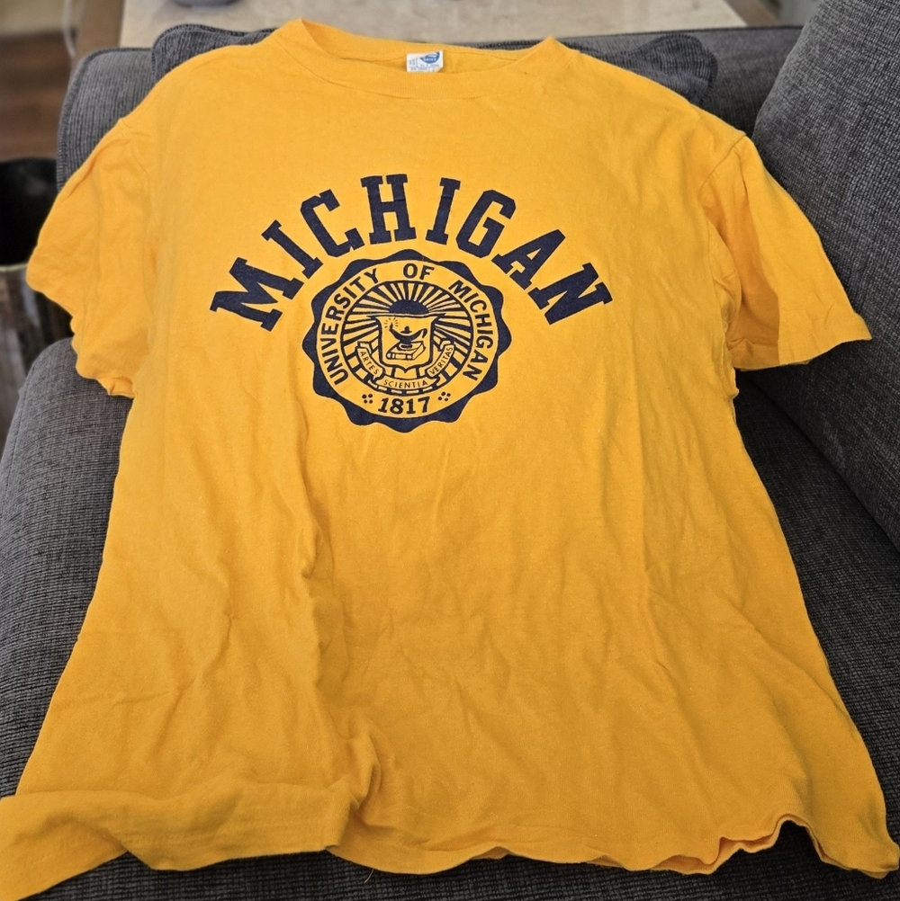 80s Artex Vintage University Of Michigan Vintage Short t  LARGE 100% COTTON